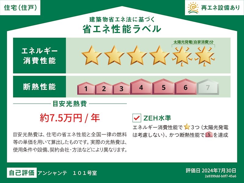 アンシャンテ 省エネ性能ラベル